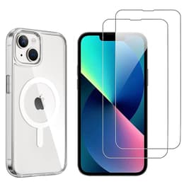 Obal iPhone 14 Plus a 2 ochranna obrazovky - TPU - Priehľadná