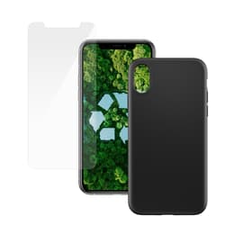 Obal iPhone X/Xs a ochranný displej - Plast - Čierna