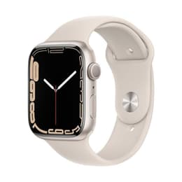 Apple Watch (Series 7) 2021 GPS + mobilná sieť 45mm - Nerezová Biela - Sport band Biela
