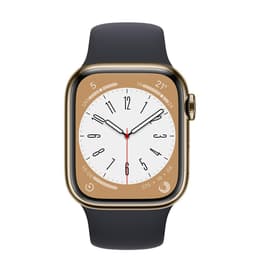Apple Watch Series 7 (2021) GPS + mobilná sieť 45 mm - Nerezová Zlatá - Sport band Čierna