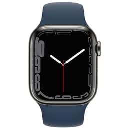 Apple Watch (Series 7) 2021 GPS + mobilná sieť 45mm - Nerezová Čierna - Sport band Modrá
