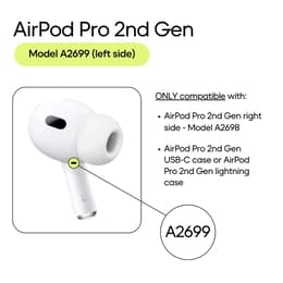 Apple Ľavé slúchadlo (Lightning MagSafe) - AirPods Pro 2. generácia (2022) - Biela (A2699)