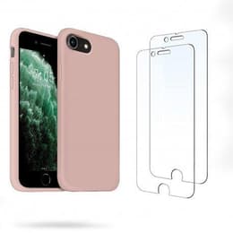 Obal iPhone 7/8/SE2020/SE2022 a 2 ochranna obrazovky - Silikón - Ružová