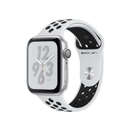 Apple Watch Series 4 (2018) GPS 44 mm - Hliníková Strieborná - Nike Sport band Biela/Čierna