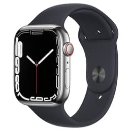 Apple Watch (Series 7) 2021 GPS + mobilná sieť 45mm - Nerezová Strieborná - Sport band Čierna