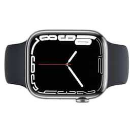 Apple Watch (Series 7) 2021 GPS + mobilná sieť 45mm - Nerezová Strieborná - Sport band Čierna