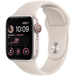 Apple Watch (Series SE) 2022 GPS + mobilná sieť 44mm - Hliníková Starlight - Sport band Biela