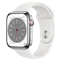 Apple Watch (Series 8) 2022 GPS + mobilná sieť 45mm - Nerezová Strieborná - Sport band Biela