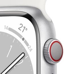 Apple Watch (Series 8) 2022 GPS + mobilná sieť 45mm - Nerezová Strieborná - Sport band Biela