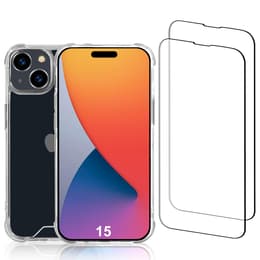 Obal iPhone 15 a 2 ochranna obrazovky - Recyklovaný plast - Priehľadná