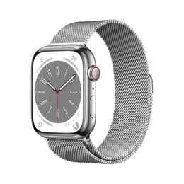 Apple Watch Series 8 (2022) GPS + mobilná sieť 45 mm - Nerezová Strieborná - Milanese loop Sivá