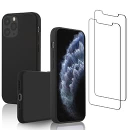 Obal iPhone 11 Pro a 2 ochranna obrazovky - Silikón - Čierna