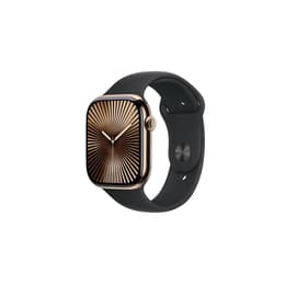Apple Watch Series 10 (2024) GPS + mobilná sieť 46 mm - Titánová Zlatá - Sport band Čierna
