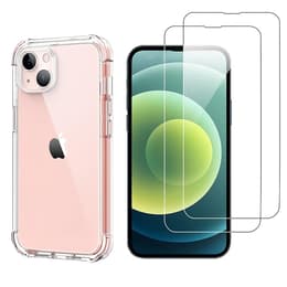 Obal iPhone 13 a 2 ochranna obrazovky - TPU - Priehľadná