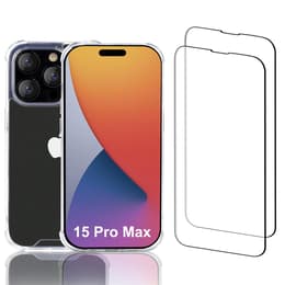Obal iPhone 15 Pro Max a 2 ochranna obrazovky - Recyklovaný plast - Priehľadná