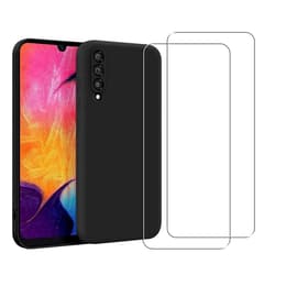 Obal Galaxy A50 a 2 ochranna obrazovky - Silikón - Čierna