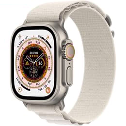 Apple Watch Ultra (2022) GPS + mobilná sieť 49 mm - Titánová Prírodný titán - Alpská slučka Biela