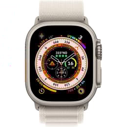 Apple Watch Ultra (2022) GPS + mobilná sieť 49 mm - Titánová Prírodný titán - Alpská slučka Biela