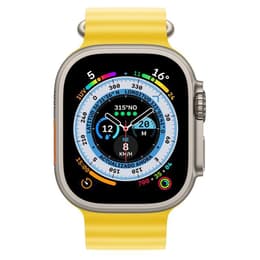 Apple Watch Ultra (2022) GPS + mobilná sieť 49 mm - Titánová Prírodný titán - Oceánska kapela Žltá