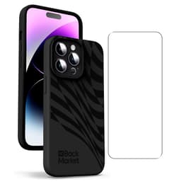 Back Market Obal iPhone 14 Pro a ochranný displej - 100% biologicky rozložiteľné - Čierny - Vlnkový Vzor