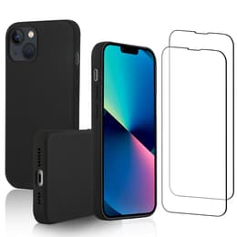 Obal iPhone 14 Plus a 2 ochranna obrazovky - Silikón - Čierna