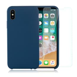 Obal iPhone X/XS a 2 ochranna obrazovky - Silikón - Kobaltovo modrá