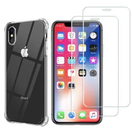 Obal iPhone XS,iPhone X a 2 ochranna obrazovky - TPU - Priehľadná