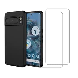 Obal Google Pixel 8 Pro a 2 ochranna obrazovky - Silikón - Čierna