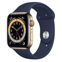 Apple Watch (Series 6) 2020 GPS + mobilná sieť 44mm - Nerezová Zlatá - Sport loop Modrá
