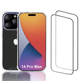 Obal iPhone 14 Pro Max a 2 ochranna obrazovky - Recyklovaný plast - Priehľadná