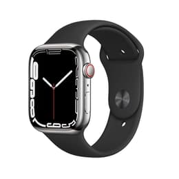 Apple Watch (Series 7) 2021 GPS + mobilná sieť 45mm - Titánová Strieborná - Sport band Čierna