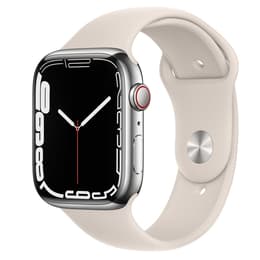 Apple Watch (Series 7) 2021 GPS 45mm - Nerezová Strieborná - Sport band Biela