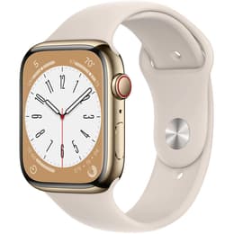 Apple Watch Series 8 (2022) GPS + mobilná sieť 45 mm - Nerezová Zlatá - Sport band Starlight