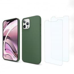Obal iPhone 13 Pro a 2 ochranna obrazovky - Silikón - Zelená