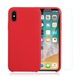Obal iPhone X/XS a 2 ochranna obrazovky - Silikón - Červená
