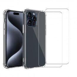 Obal iPhone 15 Pro a 2 ochranna obrazovky - TPU - Priehľadná