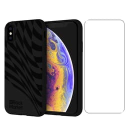 Back Market Obal iPhone X/XS a ochranný displej - 100% biologicky rozložiteľné - Čierny - Vlnkový Vzor