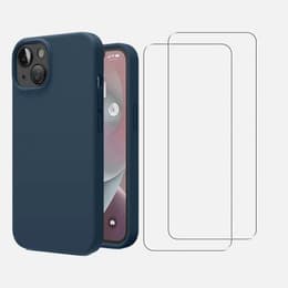 Obal iPhone 14 a 2 ochranna obrazovky - TPU - Modrá