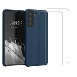 Obal Galaxy S21+ 5G a 2 ochranna obrazovky - Silikón - Námornícka modrá