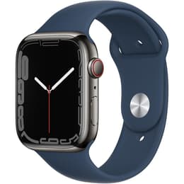 Apple Watch (Series 7) 2021 GPS 45mm - Nerezová Čierna - Sport band Modrá