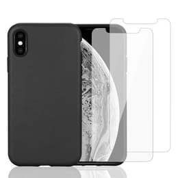 Obal iPhone X/XS a 2 ochranna obrazovky - Prírodný materiál - Čierna