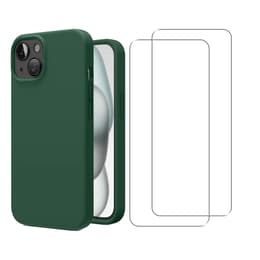 Obal iPhone 15 a 2 ochranna obrazovky - Silikón - Zelená