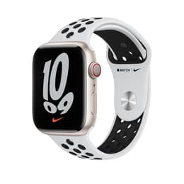 Apple Watch (Series 7) 2021 GPS + mobilná sieť 41mm - Hliníková Starlight - Nike Sport band Biela/Čierna