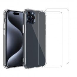Obal iPhone 15 Pro Max a 2 ochranna obrazovky - TPU - Priehľadná