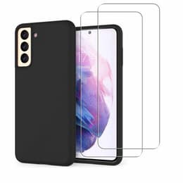 Obal Galaxy S21 5G a 2 ochranna obrazovky - Silikón - Čierna