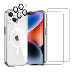 Obal iPhone 14 Plus a 2 ochranna obrazovky - TPU - Priehľadná