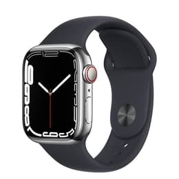 Apple Watch Series 7 (2021) GPS + mobilná sieť 41 mm - Nerezová Strieborná - Sport band Čierna