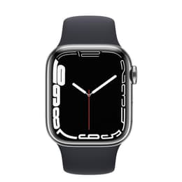 Apple Watch Series 7 (2021) GPS + mobilná sieť 41 mm - Nerezová Strieborná - Sport band Čierna