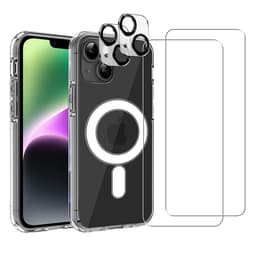 Obal iPhone 14 a 2 ochranna obrazovky - TPU - Priehľadná