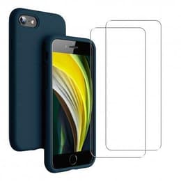 Obal iPhone SE(2020/2022)/iPhone 8/7 a 2 ochranna obrazovky - Silikón - Modrá